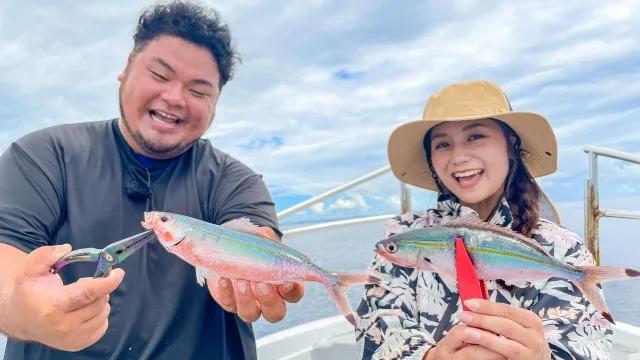 美らつり沖縄 4 沖縄県魚グルクンを船から釣りまシーサー