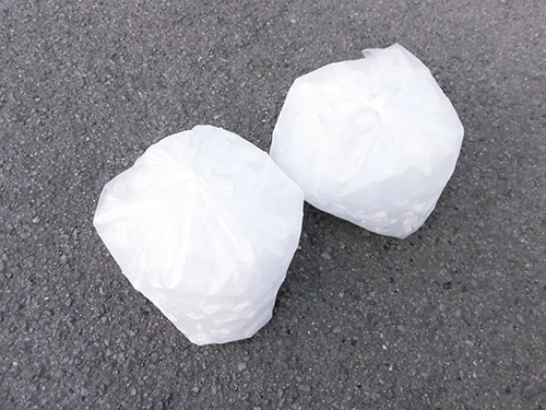 大きな手提げ袋1杯の氷が支給される