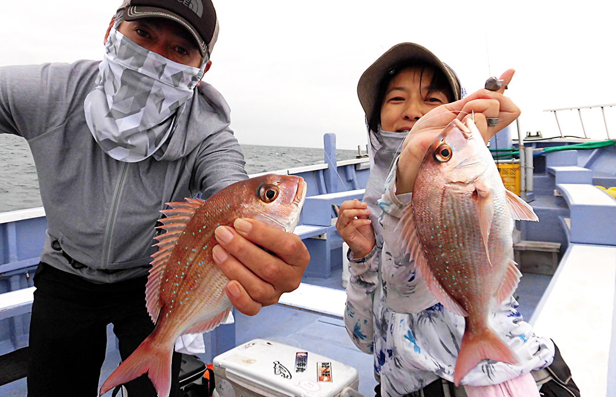 千葉県・大原沖の一つテンヤマダイ、浅場で釣れ過ぎ！！