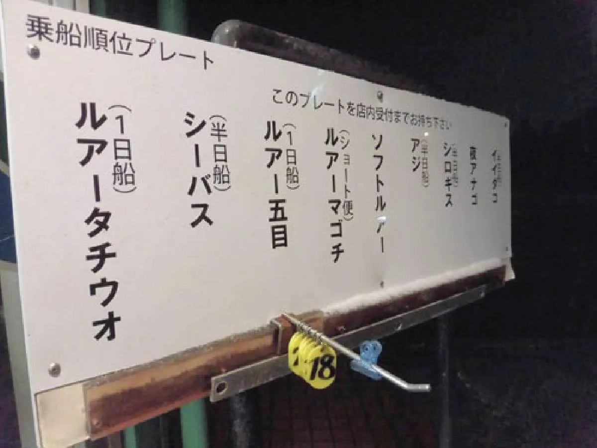 釣り物の下にある番号札を持って店内へ