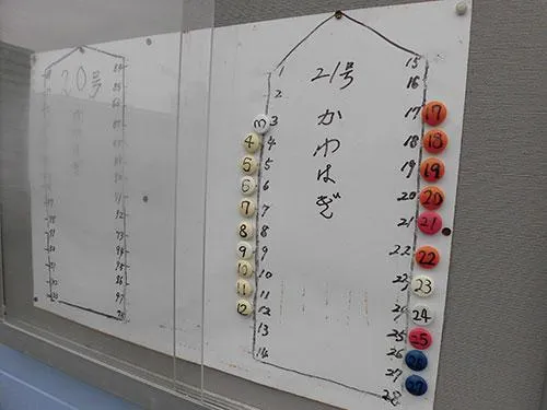 希望の席の磁石を取って釣座を確保