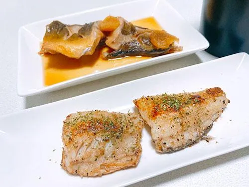 煮付けとムニエルで晩酌開始