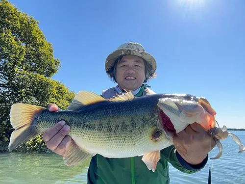タイトル写真と同じ魚。右の胸ビレが欠損していたが、立派な魚体の57cmだった