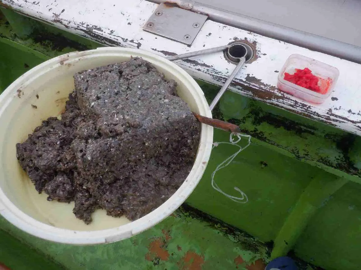 釣り座にはコマセと付け餌が用意されている。©釣りビジョン