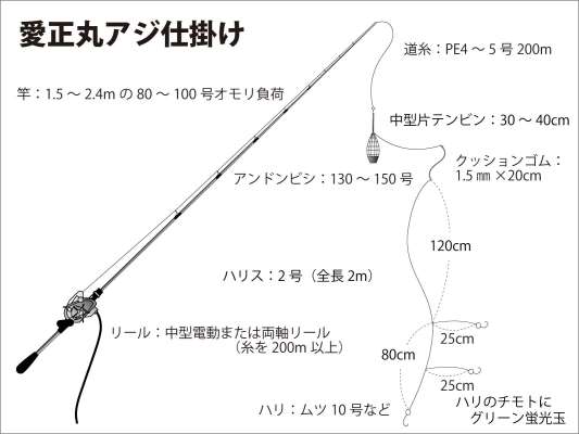 『愛正丸』アジ仕掛け図。 ©釣りビジョン