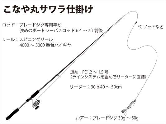『こなや丸』サワラ仕掛け図。 ©釣りビジョン