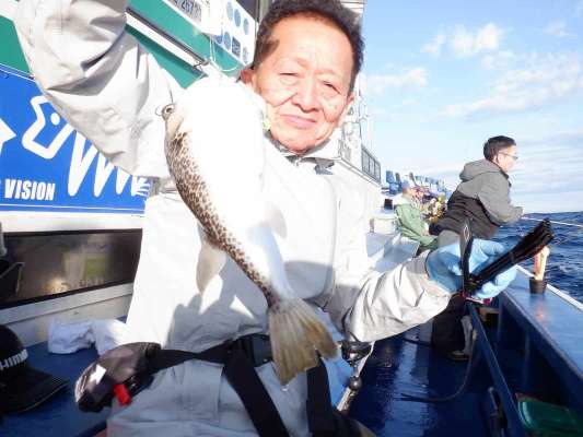 30cm前後ありそうなショウサイフグだ！ ©釣りビジョン