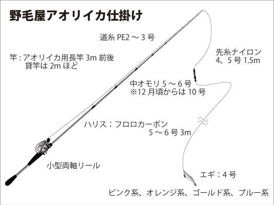 『野毛屋』アオリイカ仕掛け図。 ©釣りビジョン