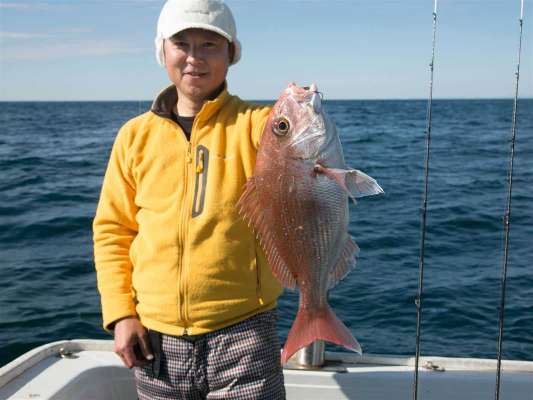 後半もマダイのヒットが続いた。 ©釣りビジョン