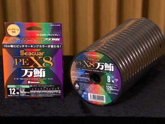「PE EX8 ピッチカラーチェンジャー 万鮪」※ビッグゲーム対応
■スペック
巻き長さ（号数）：300m（8～12号）、1800m（8～12号）、価格：オープン