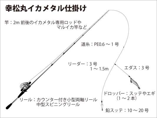『第八幸松丸』イカメタル仕掛け図。 &copy;釣りビジョン
