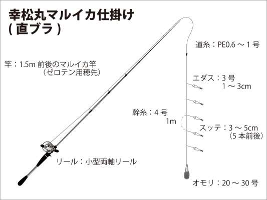 『第八幸松丸』マルイカ仕掛け図（直ブラ）。 &copy;釣りビジョン