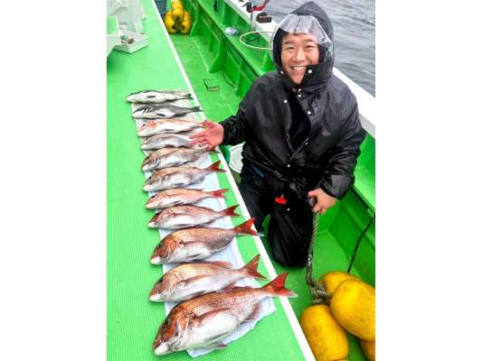 3/26（取材日前日）の釣果、マダイ9匹＋クロダイ2匹！絶好調！ &copy;釣りビジョン