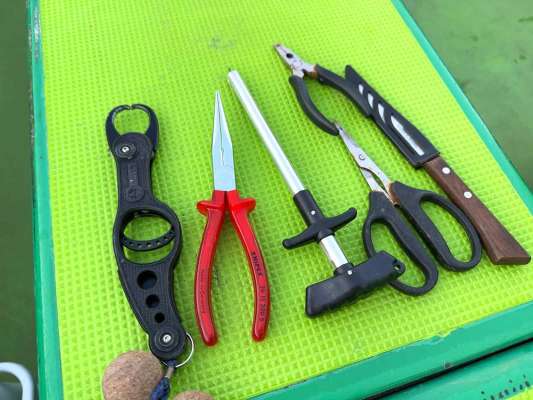 歯の強いトラフグ対策に、長めのプライヤーは必携。 &copy;釣りビジョン