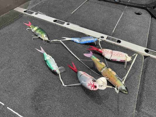 栗田の秘策は、重さが600g以上ある自作のビッグベイトアラバマ。琵琶湖でも、このサイズ感のジャイアントベイトを使うアングラーはいないはず。 &copy;釣りビジョン