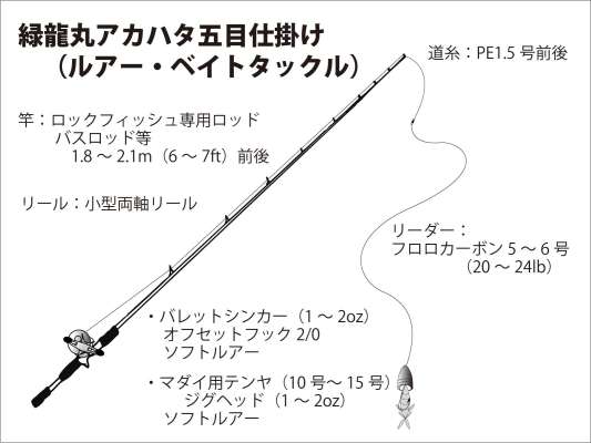 『緑龍丸』アカハタ五目仕掛け（ルアー・ベイトタックル）。 &copy;釣りビジョン
