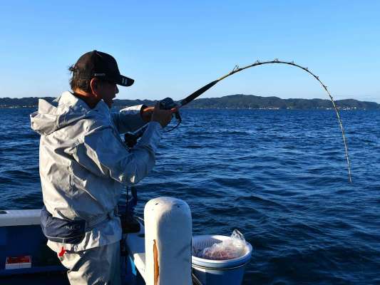 竿が絞り込まれる。コマセマダイならではの醍醐味。 &copy;釣りビジョン