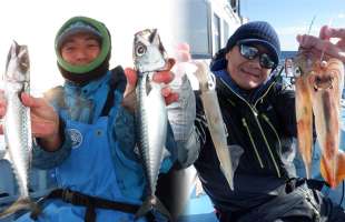 【冬のグルメ・フィシング】外房・勝浦沖の寒サバ＆ヤリイカリレー出船開始から好調！！千葉県勝浦川津港『不動丸』