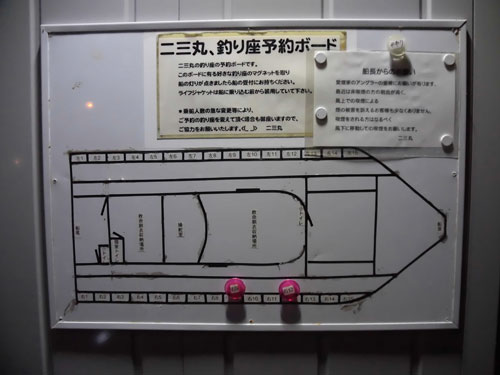 釣り座ボードの番号札で席取り