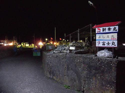 乗船場所の突堤はこの看板が目印