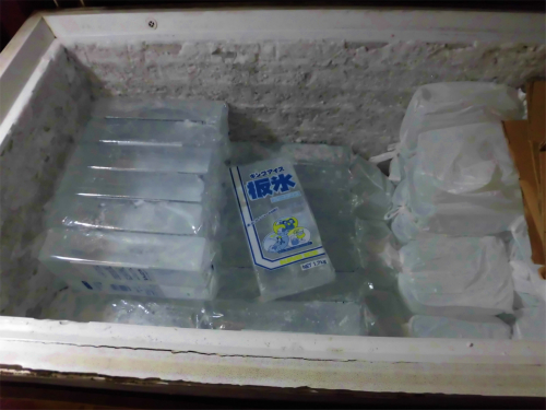 冷凍庫から氷を貰う