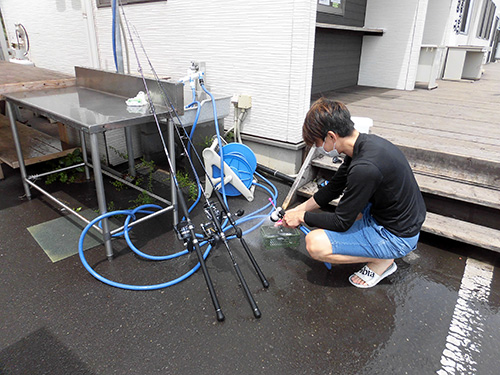 タックルやジグが洗える広い洗い場