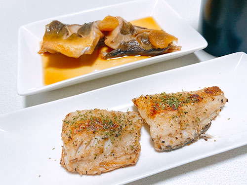 煮付けとムニエルで晩酌開始