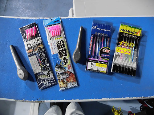 船で購入できる仕掛けとオモリ