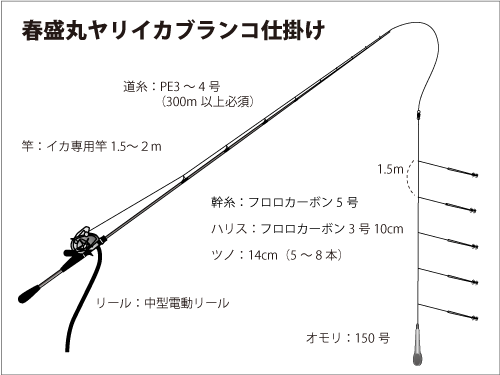 仕掛け図(ヤリイカブランコ仕掛け)