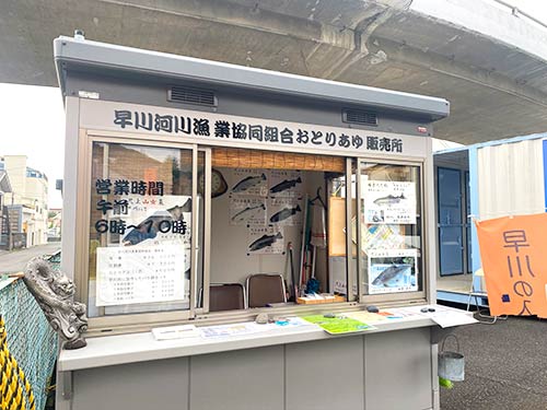 漁協で運営するオトリアユ販売所