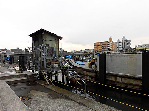 鶴見川に降りて乗船