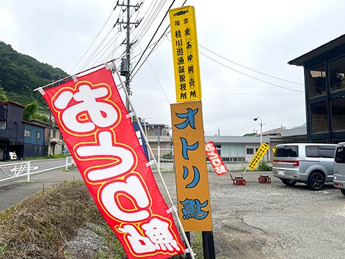 「おとり鮎」。のぼり旗が目印だ