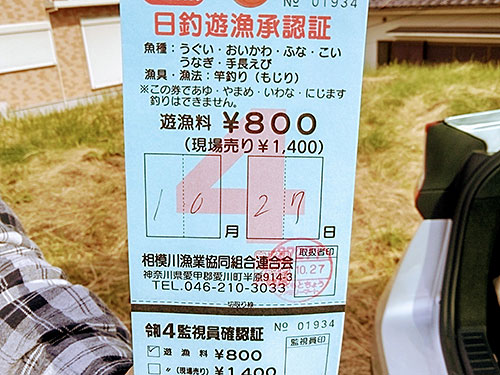 日釣遊漁承認証