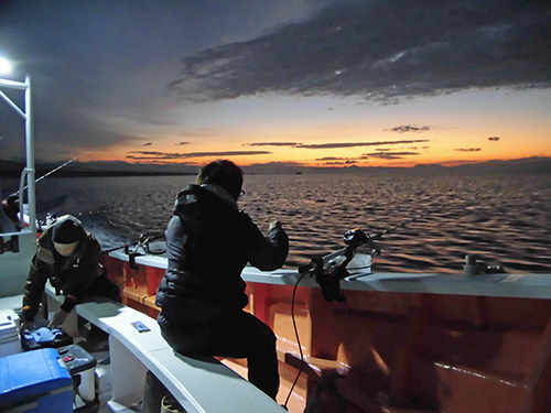 朝焼けの海へ、この日は6時10分頃出船