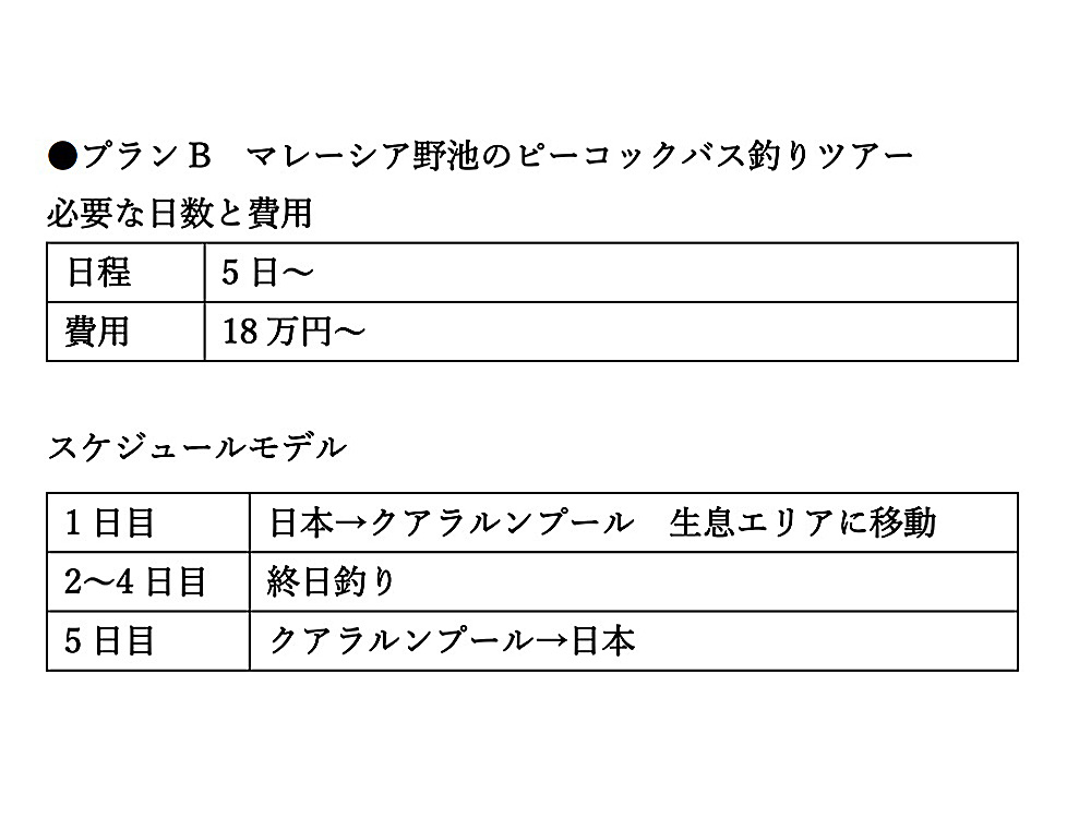 筆者が2009年に初めてマレーシアに行ったときは、航空券代とガイド代など含めて8万円ほどで旅が完結できた(釣りは3日半)。しかし、今ではその倍以上かかると考えた方がいいだろう。なお、エビ釣り堀も楽しい