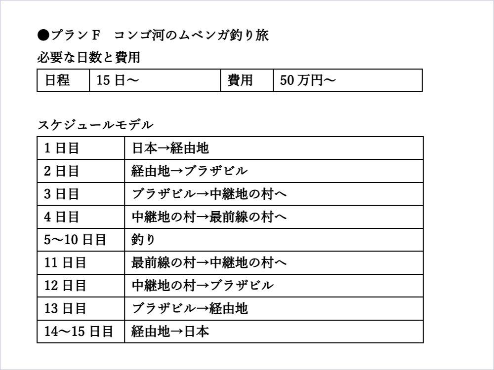 これは奇跡的にスムーズにコトが運んだ場合の、理想的なスケジュールである。実際はどこで車をチャーターしたらいいかもわからないし、現地の有力者をたらい回しにされてワイロを請求されたりして…苦労ばかりすることを覚悟しよう