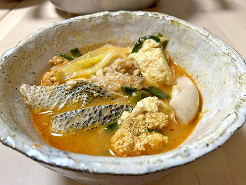 シーバスのチゲ!冷えた体が温まった