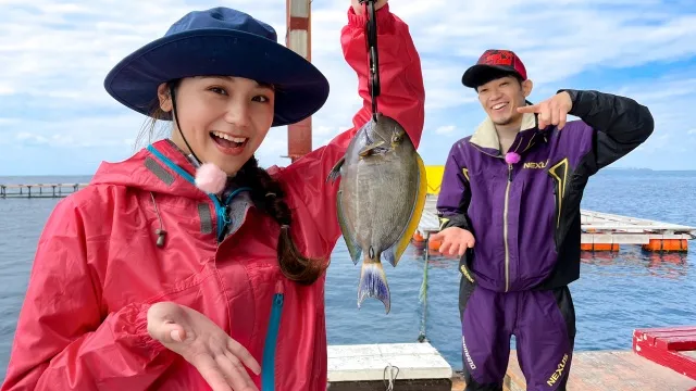 美らつり沖縄 2 うーとーとぅ 海上筏で釣りまシーサー